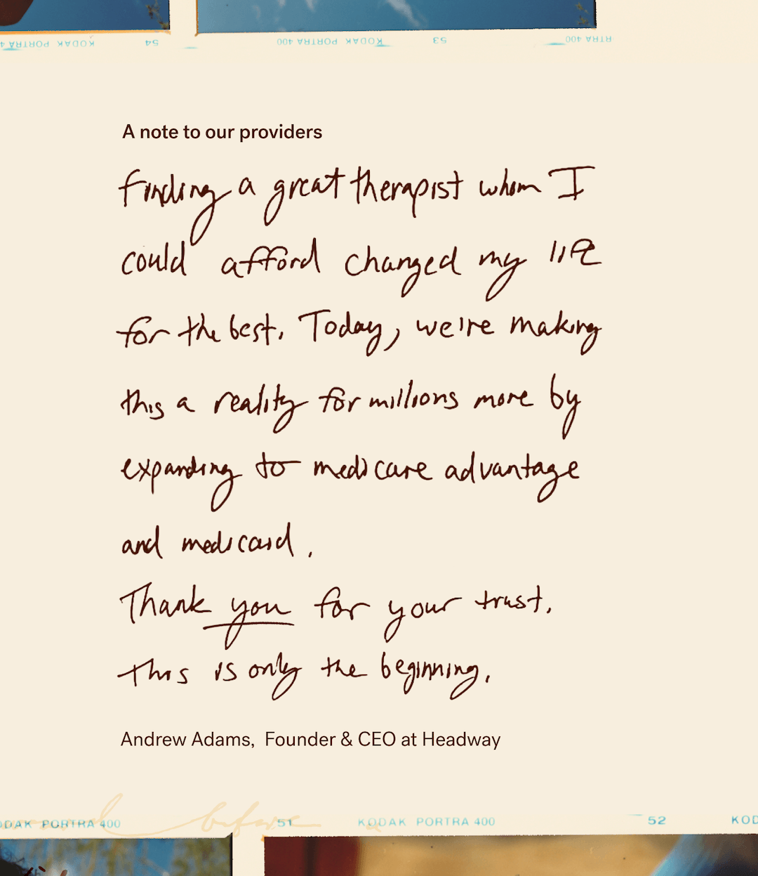 Andrew Adams Note